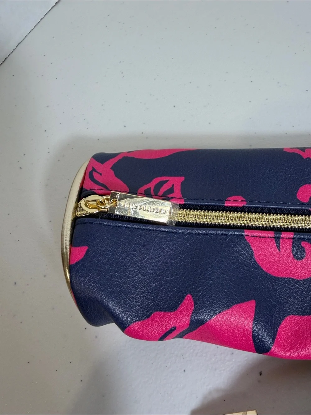 Lilly Pulitzer circular travel case and brush pouch